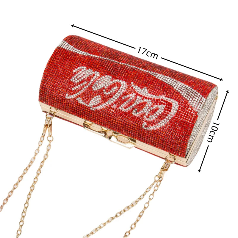 Fashion Coca Cola Rhinestone Crystal Sparkly Clutch Evening Handbags