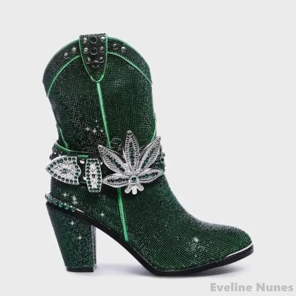 Luxury Sparkling Rhinestone Western Cowboy Boots