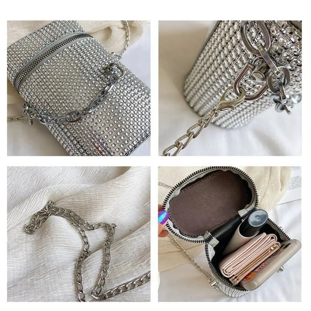 Durable Round Rhinestone Shoulder Bag