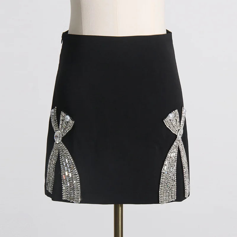 Bow Rhinestones Embellishment Suit