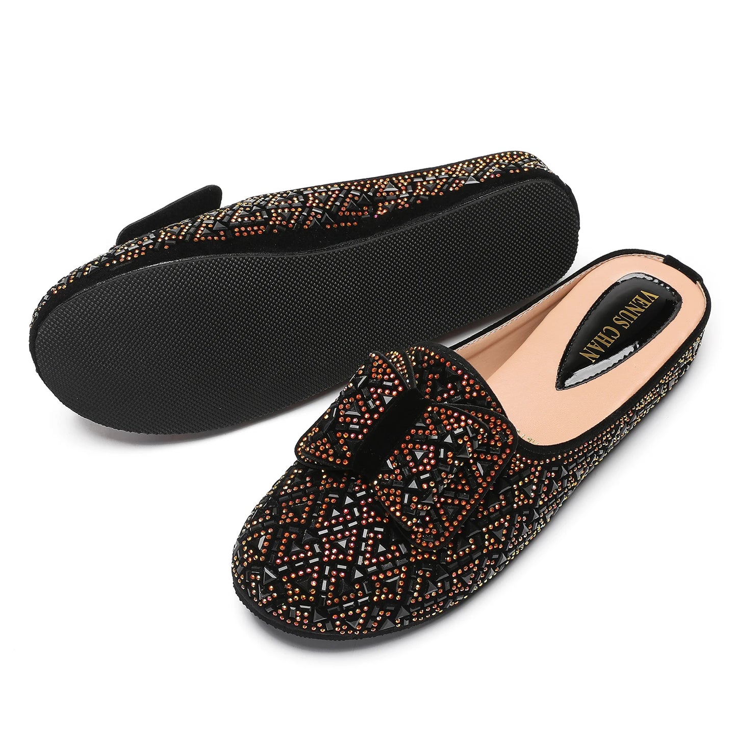Nigeria Gold Color Stick in Elegant Flat Shoes