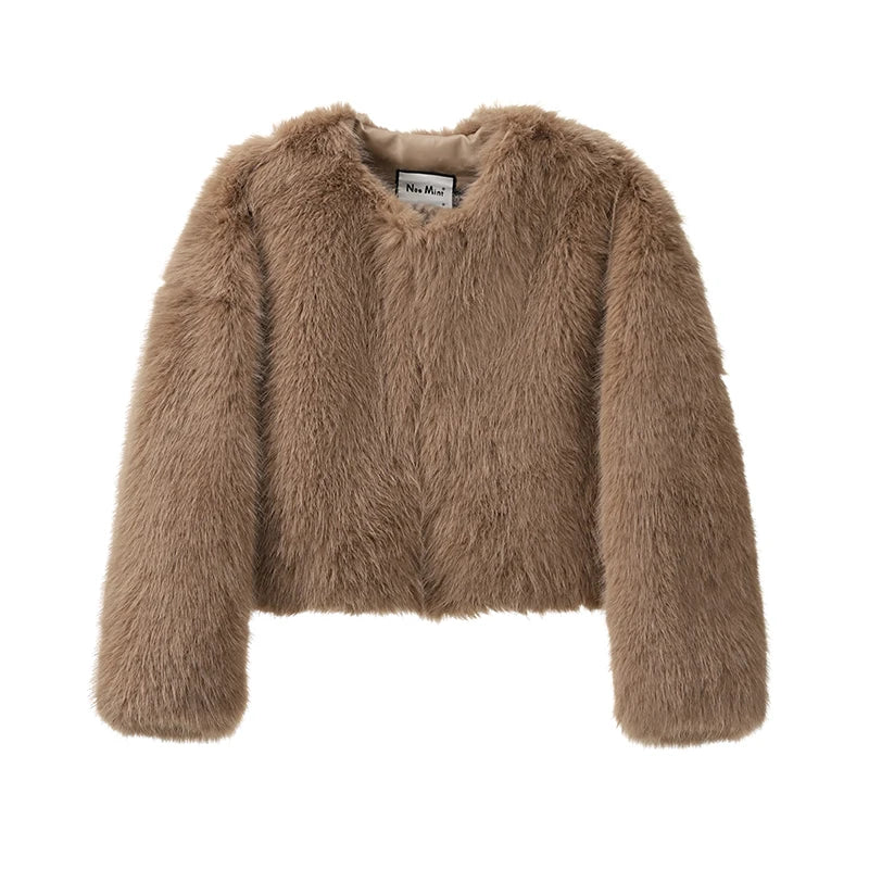 Cropped Faux Fur Fluffy Short Jacket