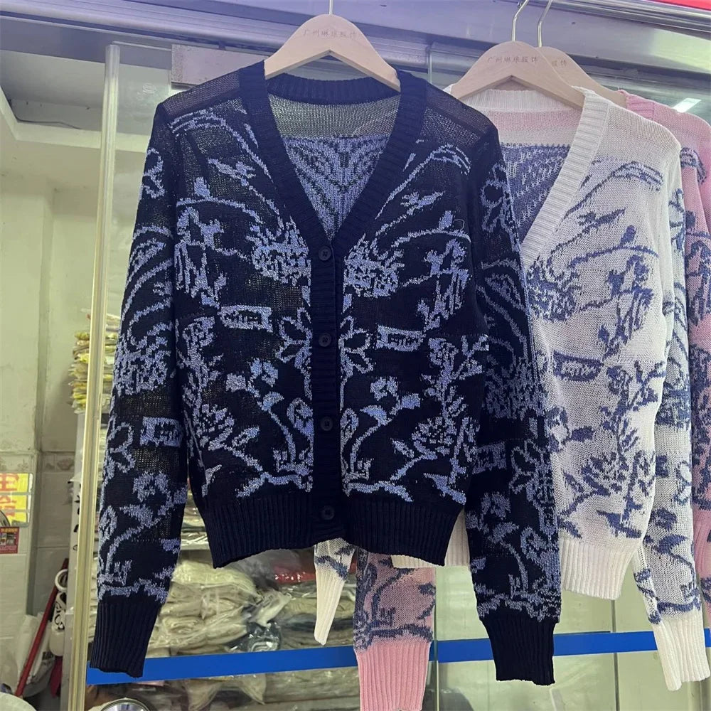 Flower Embroidery Hollow Out Knitted Sweater