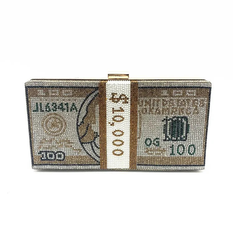 Creative Money Clutch Rhinestone Purse
