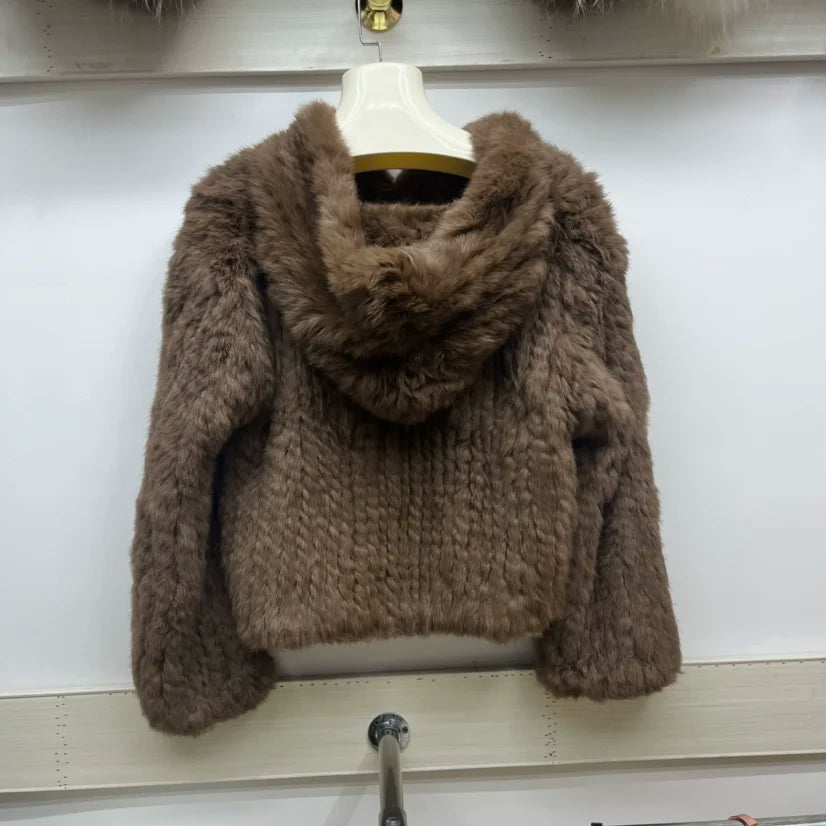 100% Real Rabbit Fur Coat