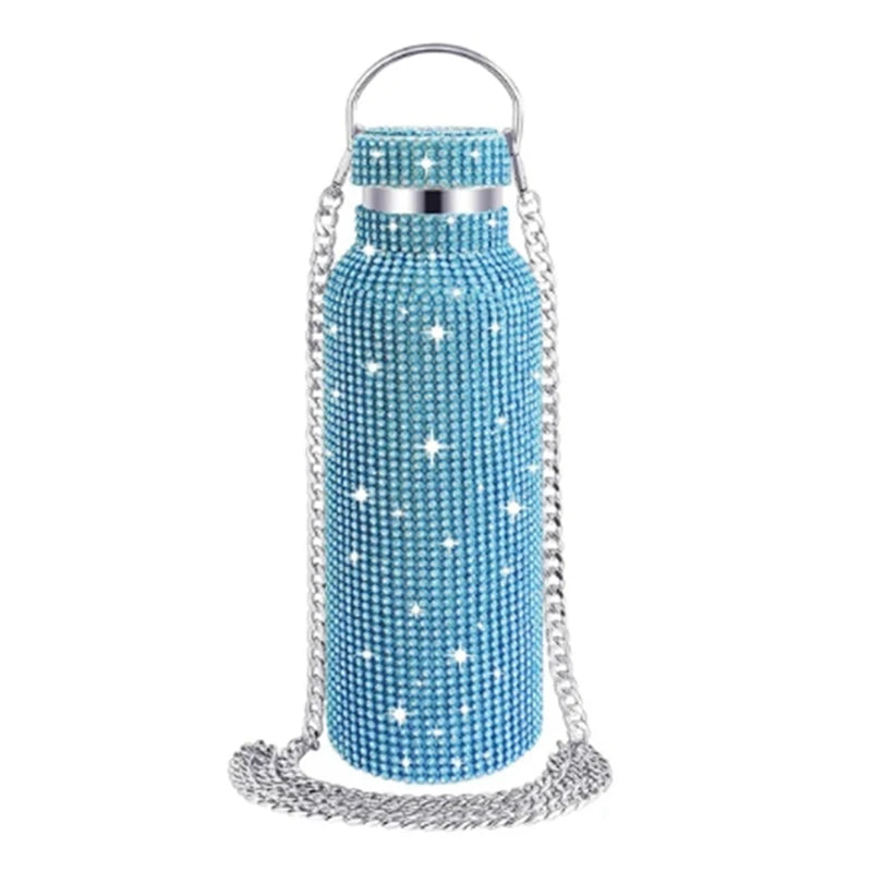Diamond Stainless Steel Water Bottle with Crossbody 600Ml