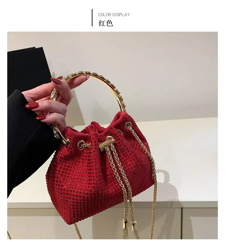 Candy Color Diamonds Drawstring Bucket Bag