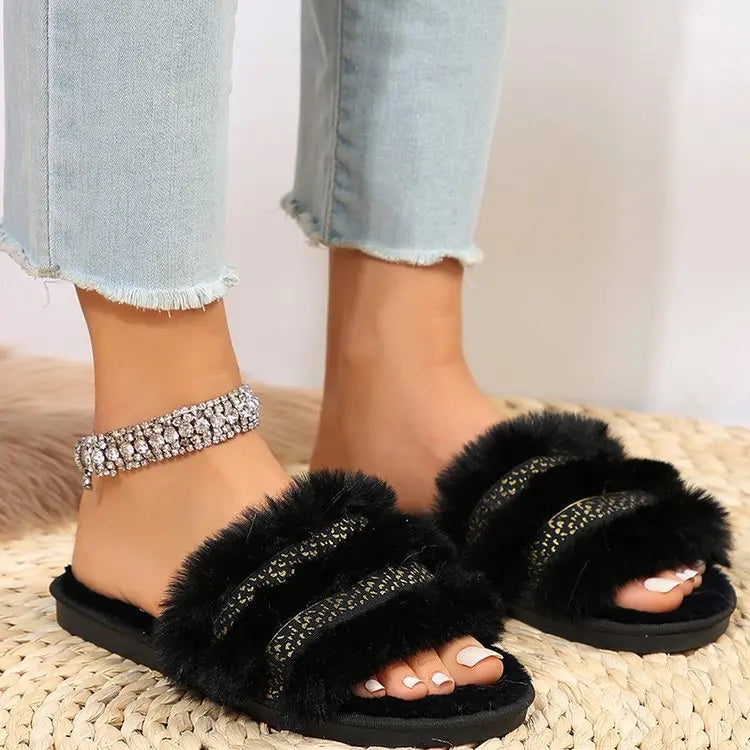 Leisure Furry Bling Slippers