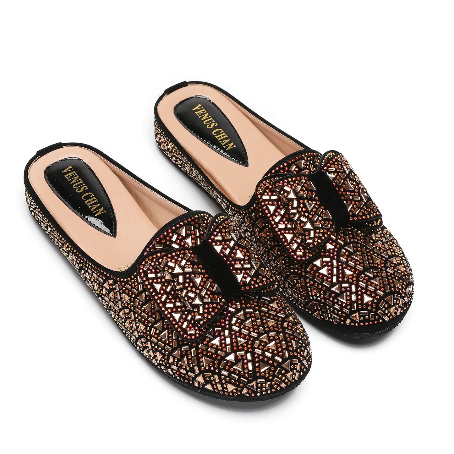 Nigeria Gold Color Stick in Elegant Flat Shoes