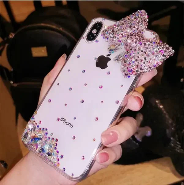 Phone Case for Iphone 11 12 13 14 15 Pro MAX 7 8 15Pro 14Pro Luxury Bling Rhinestone Diamond Bow-knot Case for Iphone XR Xs Max