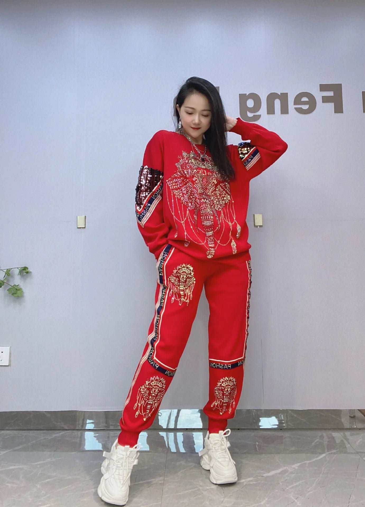 2PCS Anime Sequins Sweater Set
