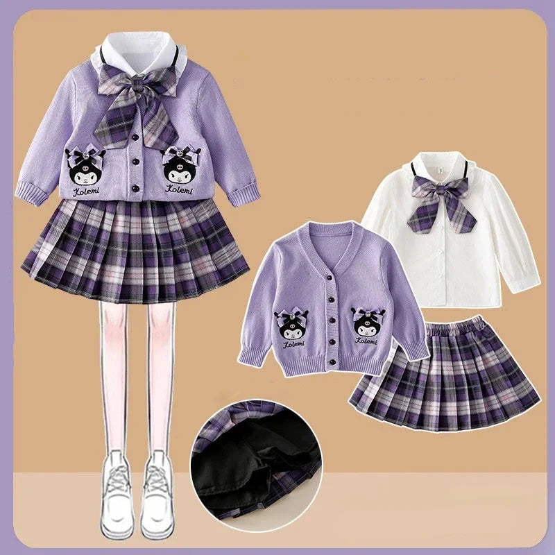 My Melody Children's Knitted Cardigan Pleated Skirt Three Piece Set Skirt