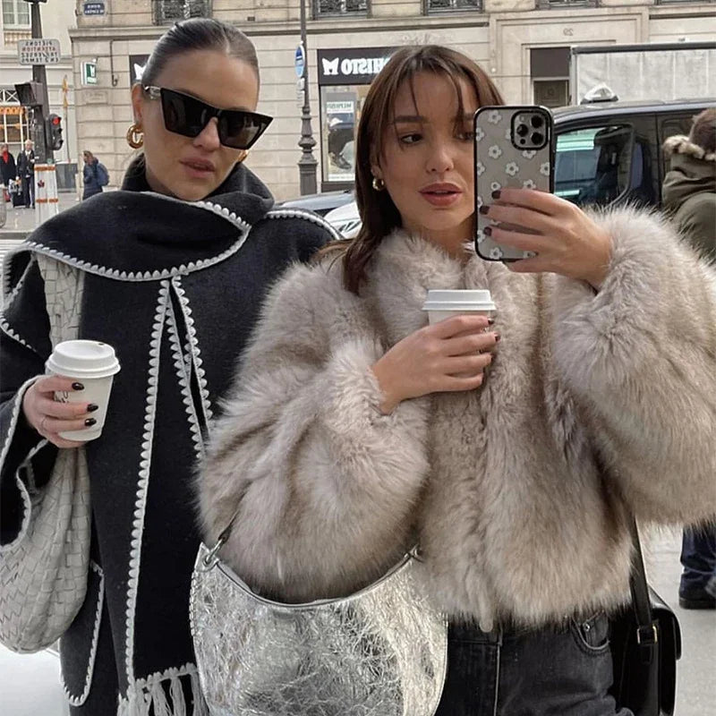 Cropped Faux Fur Fluffy Short Jacket