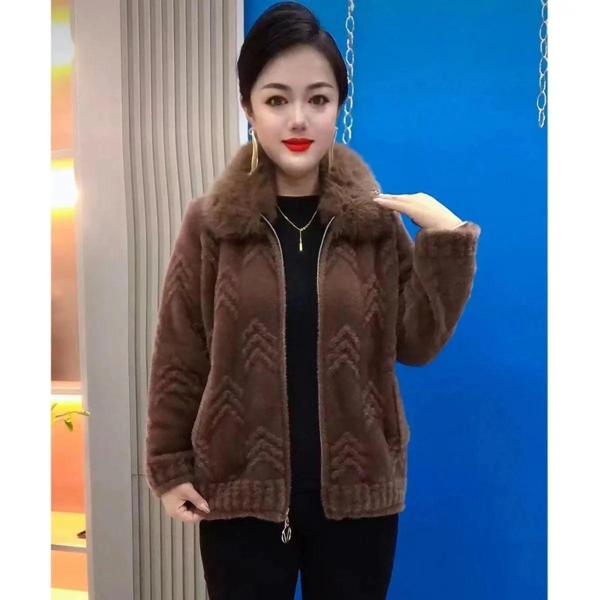 Imitation Mink Velvet Sweater Wool Jacket