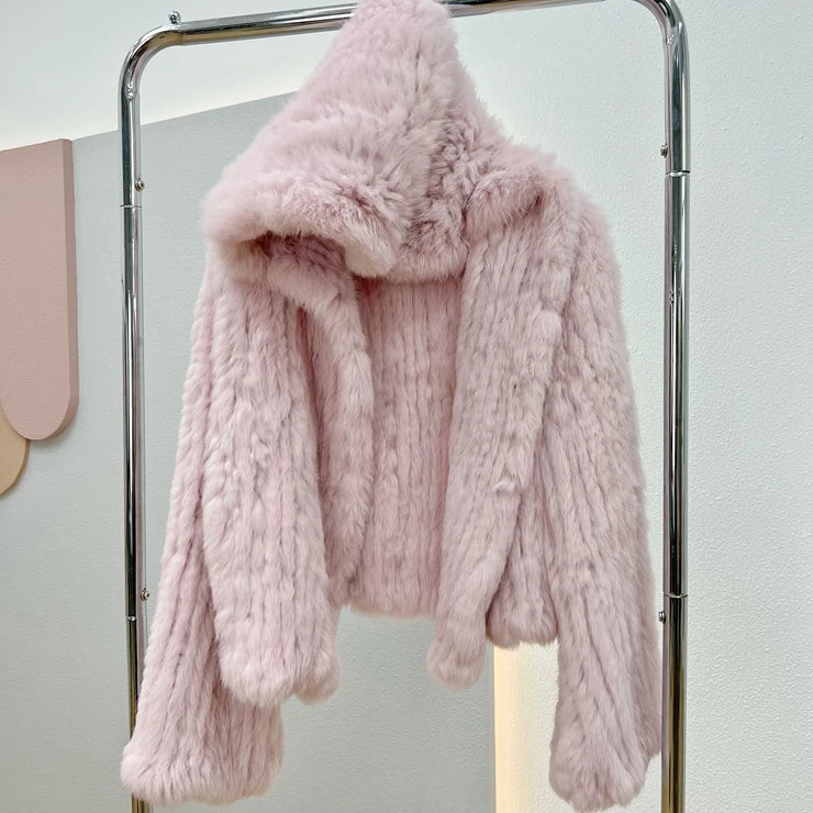 100% Real Rabbit Fur Coat
