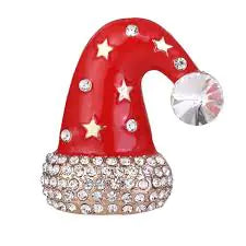 Rhinestone Crystal Christmas Enamel Brooch Pin