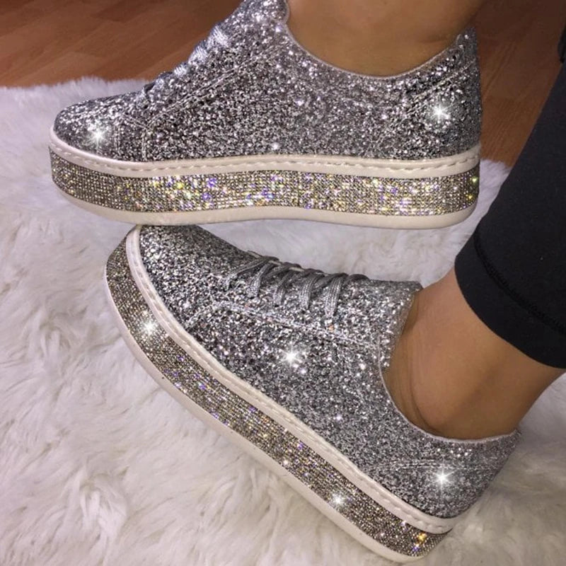 Glitter & Rhinestone Flats Sneakers