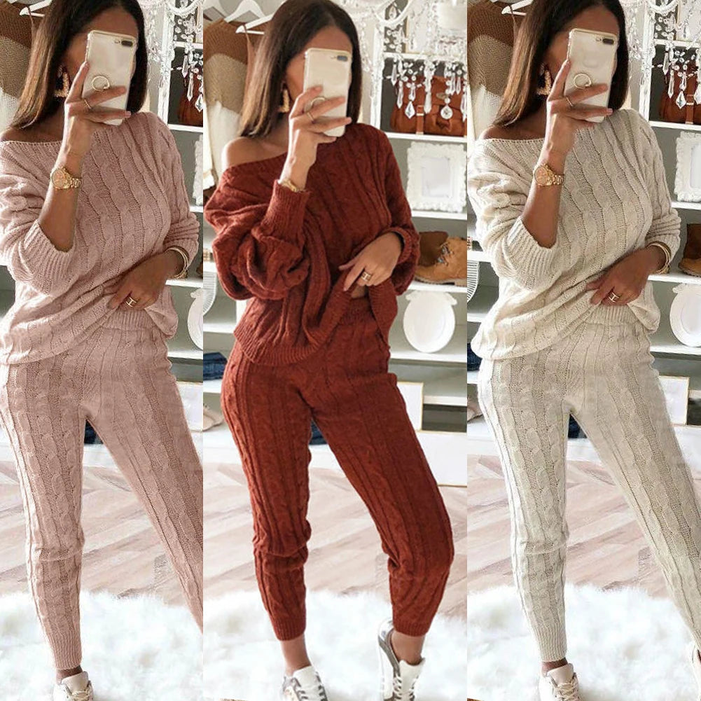 2Pcs Sweater & Sweater Knitted Pants