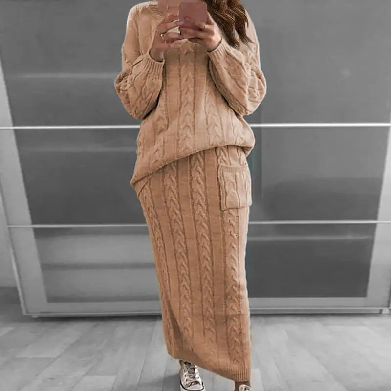 Casual Pullovers Sweater & Knitted Skirts Sets