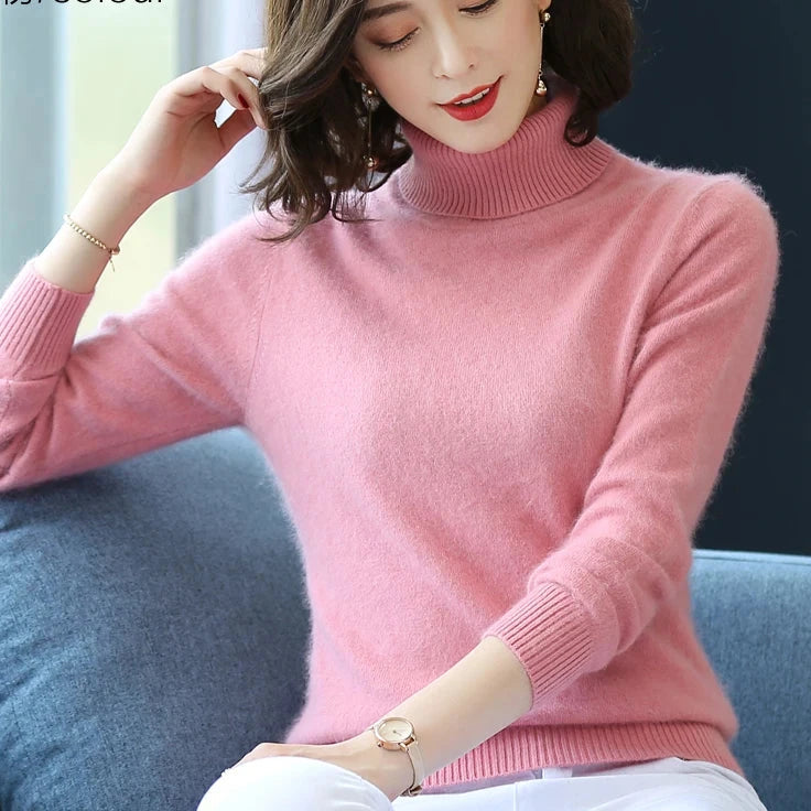 Autumn Winter 100% Mink Cashmere Sweater Knitwear Pullover Thick Warm