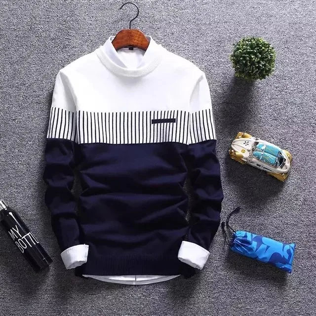 Men Slim Fit Striped Knitted Sweaters