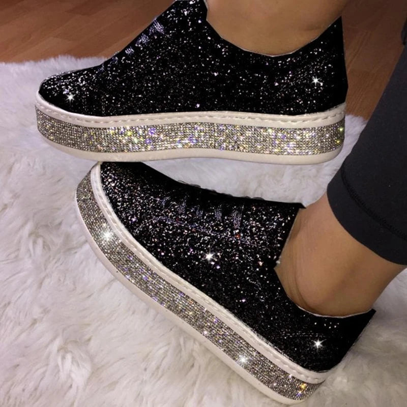 Glitter & Rhinestone Flats Sneakers