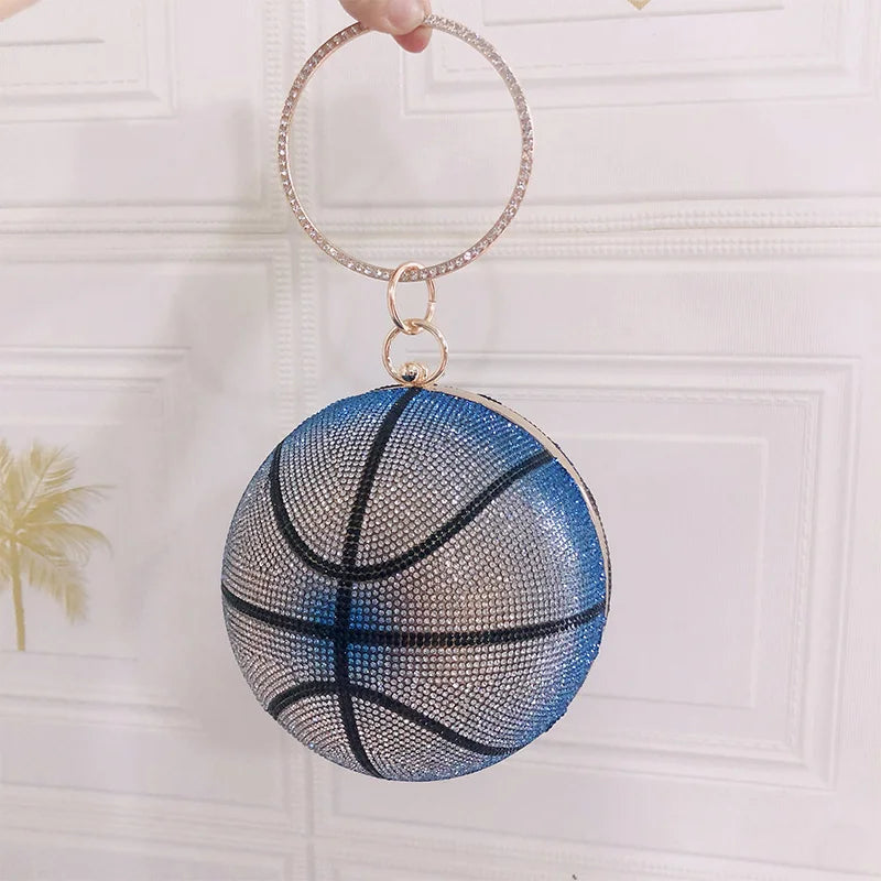 Basketball Shaped Diamond Crystal Evening Clutch Bag