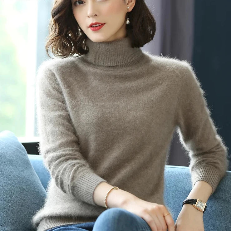 Autumn Winter 100% Mink Cashmere Sweater Knitwear Pullover Thick Warm