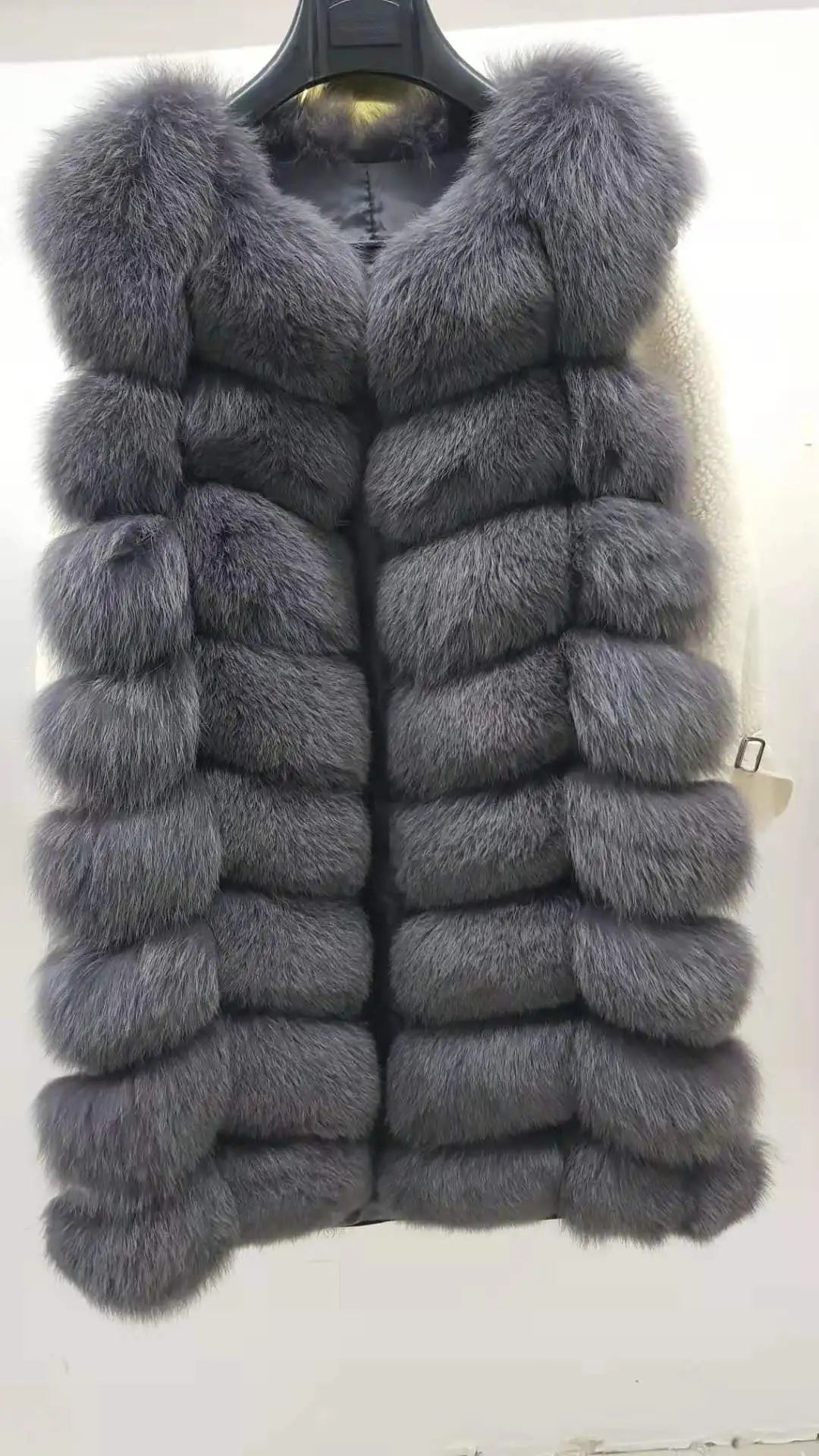 Natural Real Fox Fur Long Vest