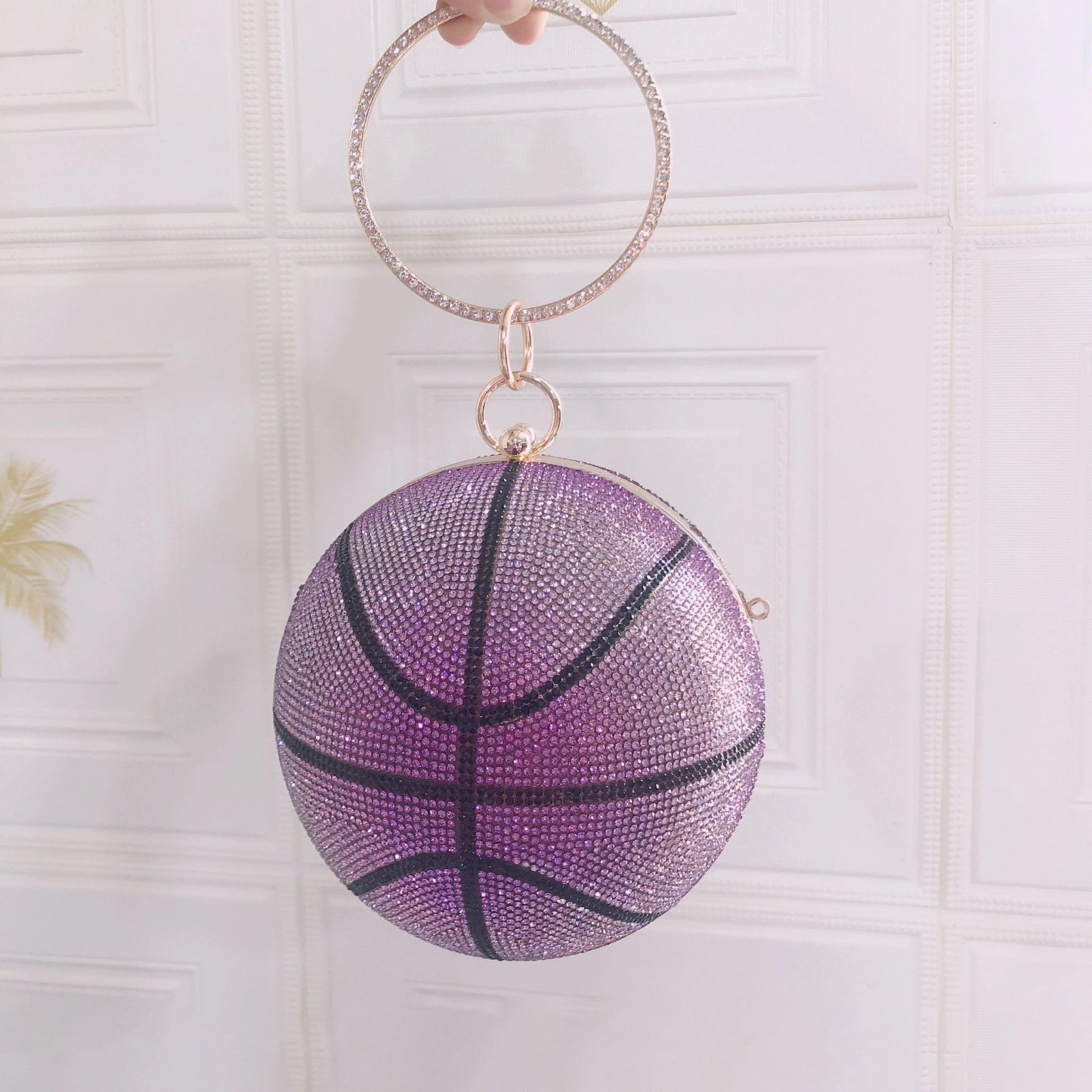 Basketball Shaped Diamond Crystal Evening Clutch Bag