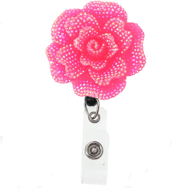 Stone Bling Shiny Flower ID Badge Holder (6 pcs)