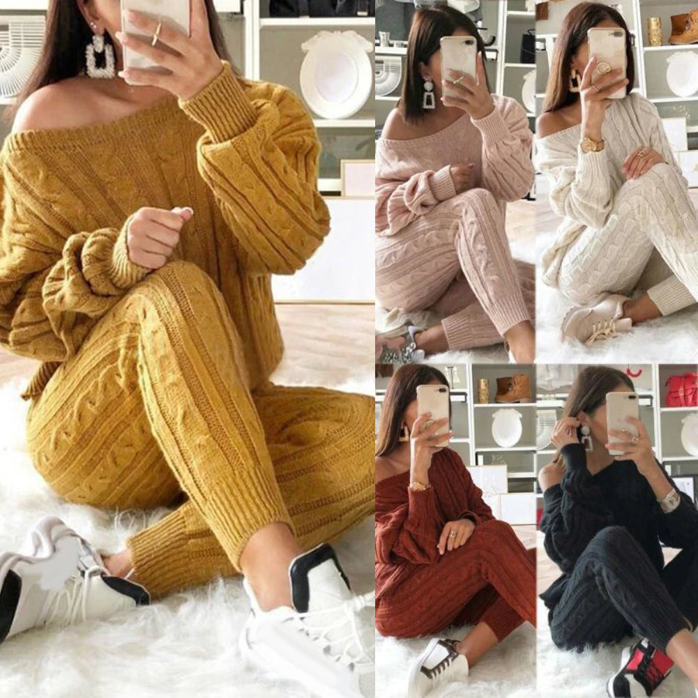 2Pcs Sweater & Sweater Knitted Pants