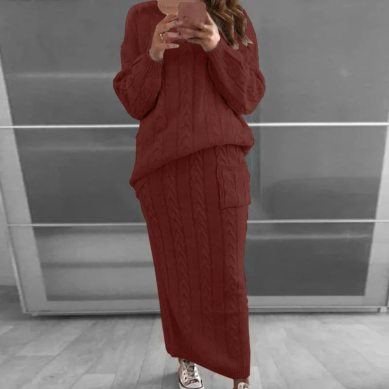 Casual Pullovers Sweater & Knitted Skirts Sets