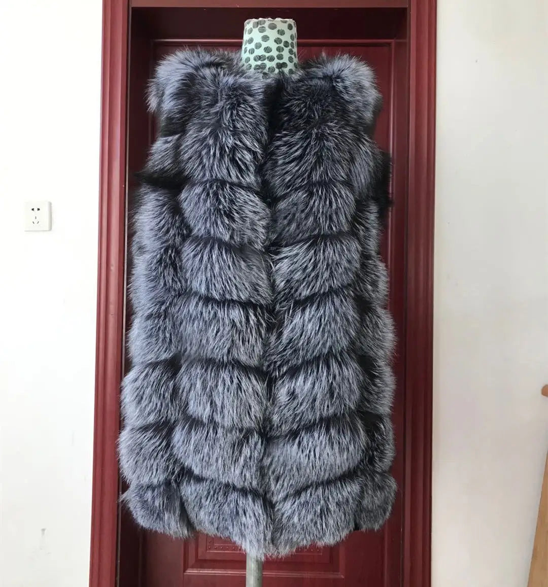 Natural Real Fox Fur Long Vest