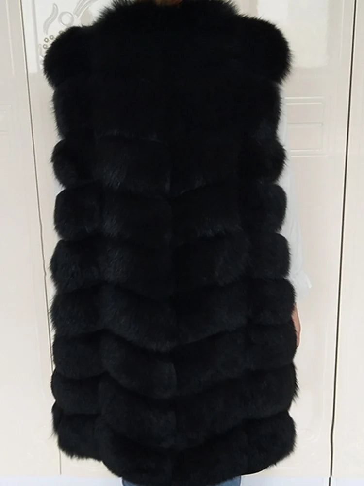 Natural Real Fox Fur Long Vest