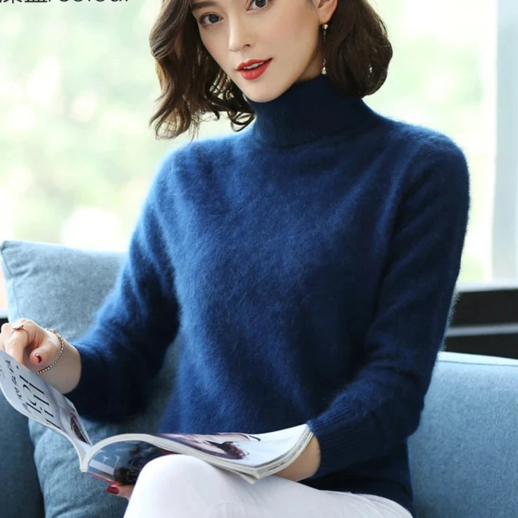 Autumn Winter 100% Mink Cashmere Sweater Knitwear Pullover Thick Warm