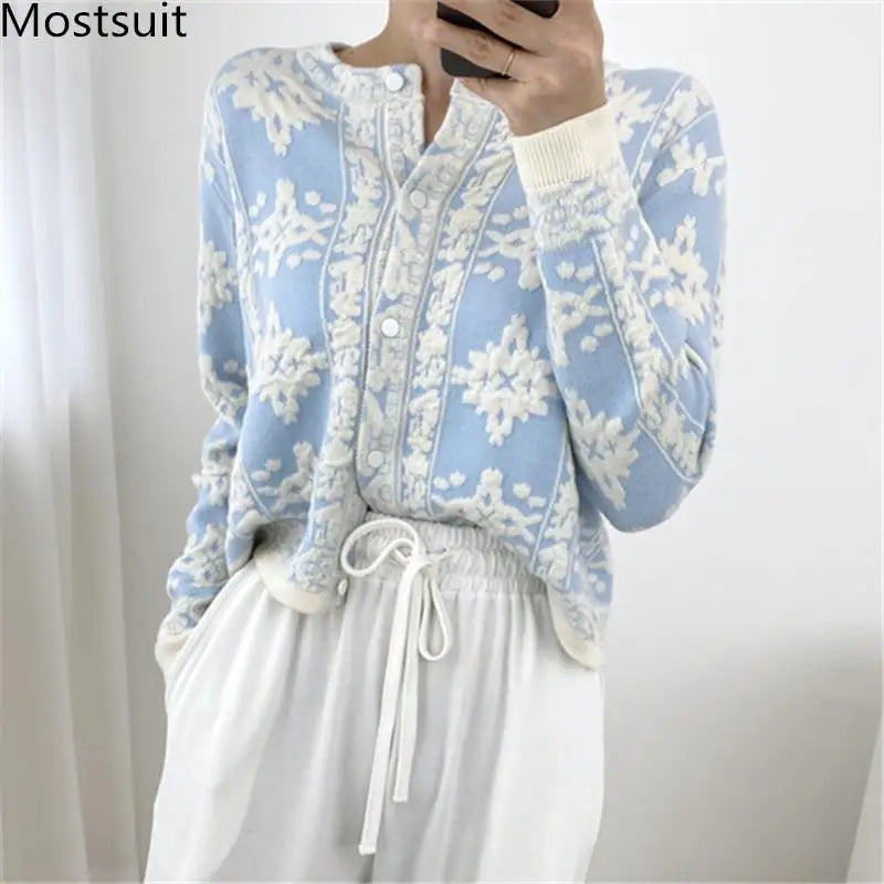 Stereoscopic Floral Cardigans Sweaters