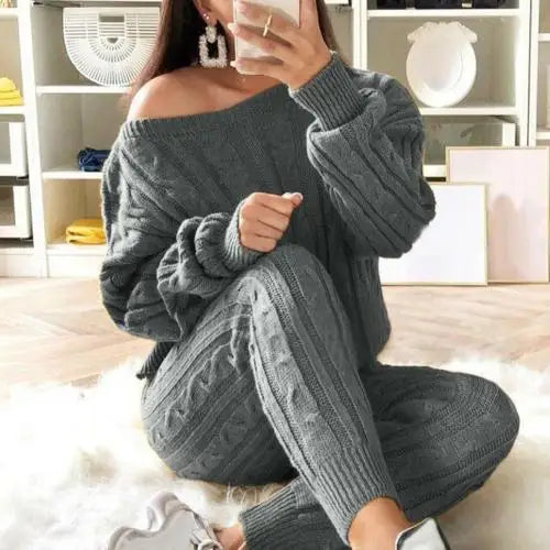 2Pcs Sweater & Sweater Knitted Pants