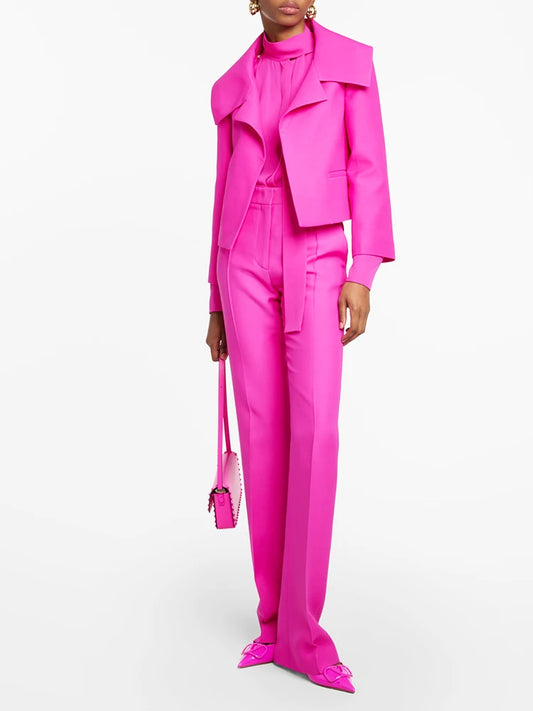 Designer Suit Set Women's Cropped Blazer Jacket Pants Suit 2pcs
