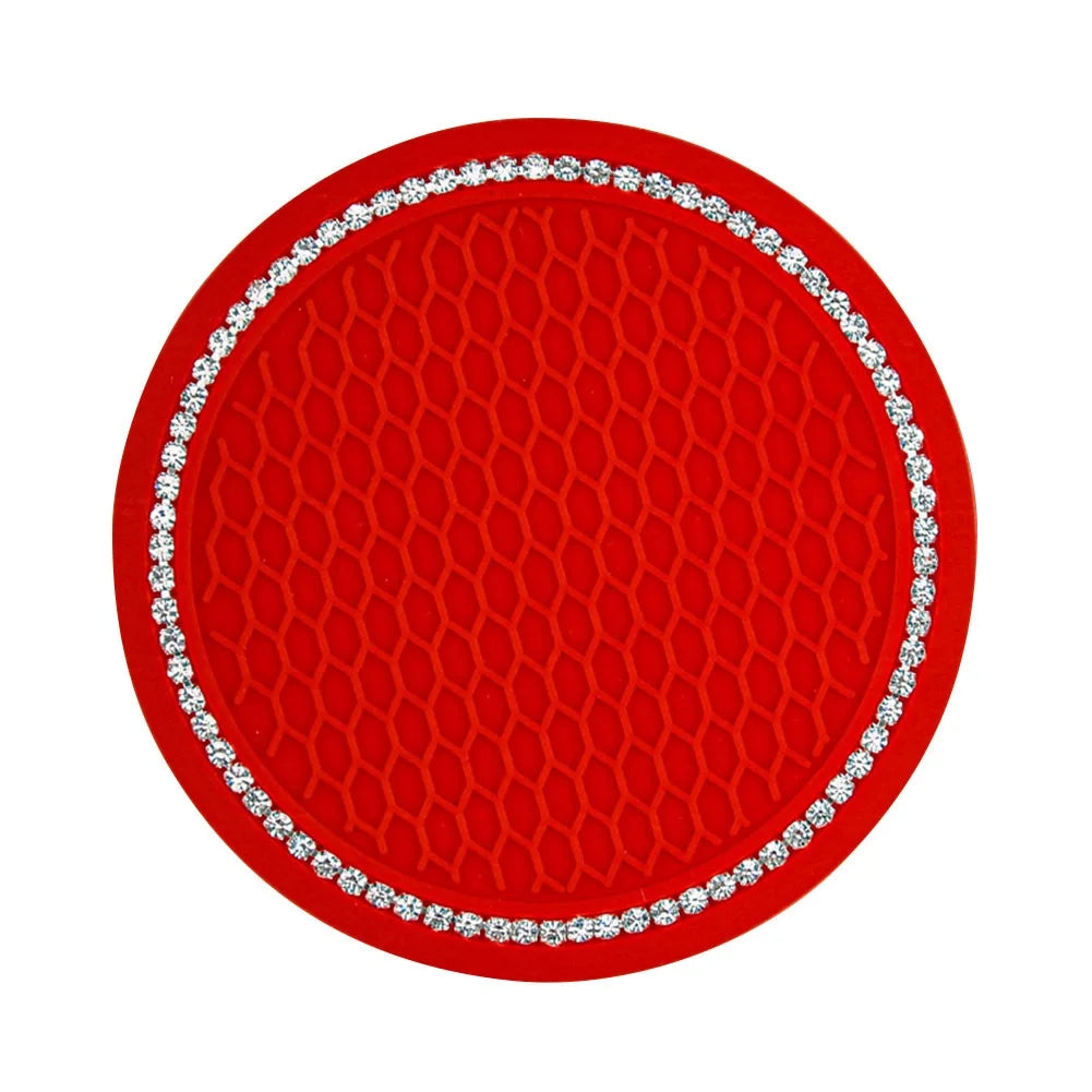 Car Non-slip Water Cup Pad with a Single Row of Bling