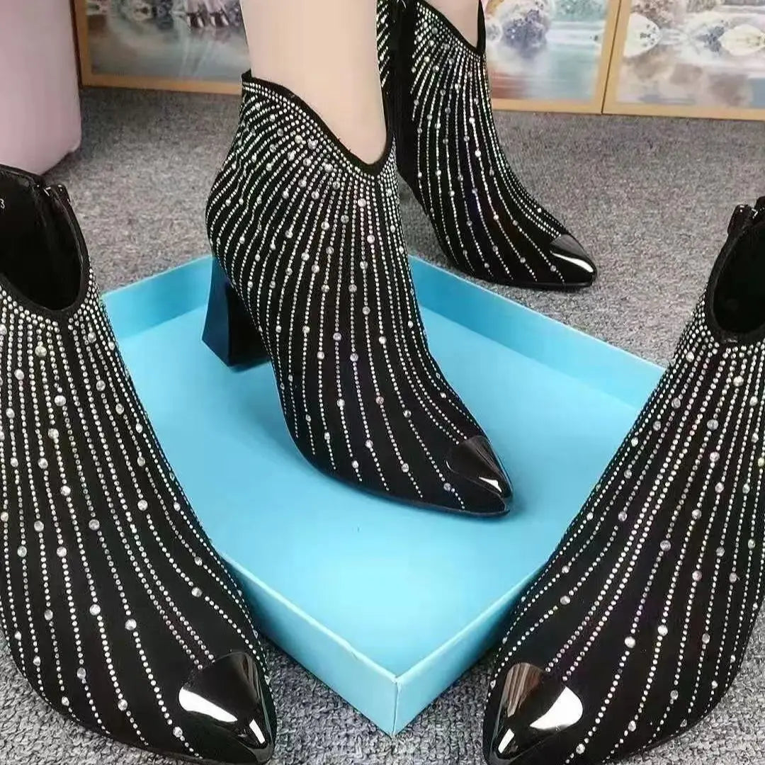 New Women Rhinestone Ankle Boots