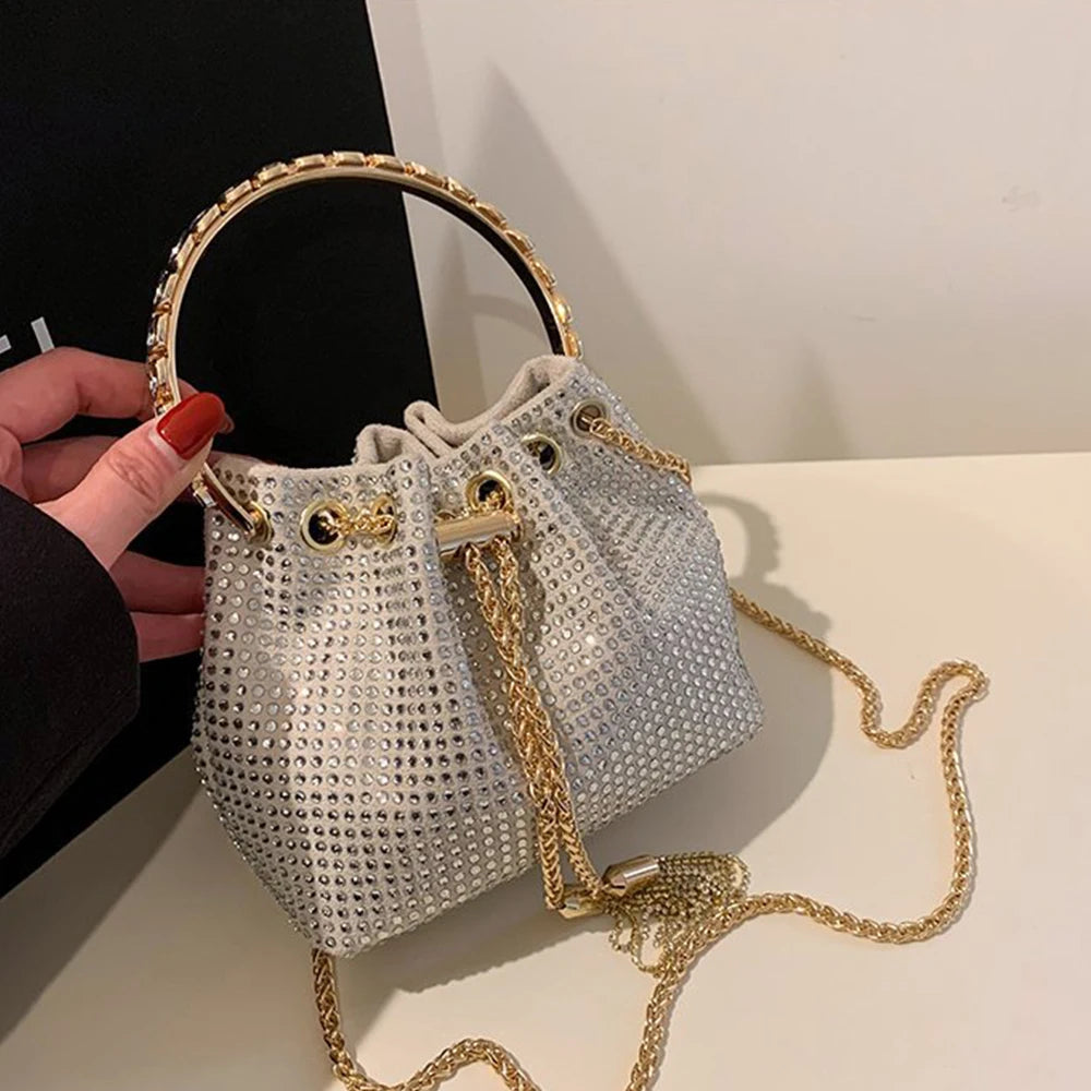 Candy Color Diamonds Drawstring Bucket Bag