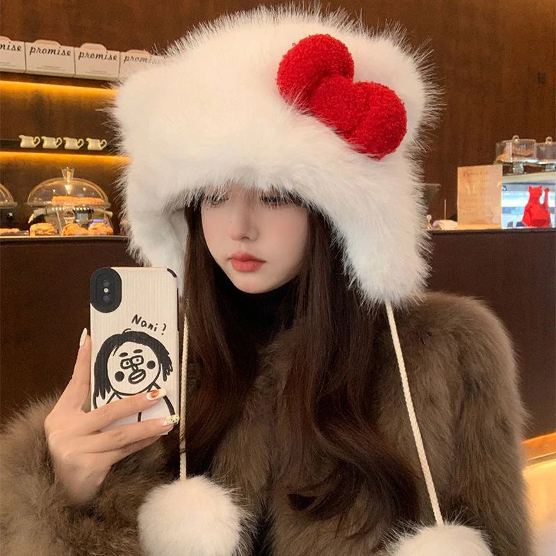 Hello Kitty Big White Fur Hat