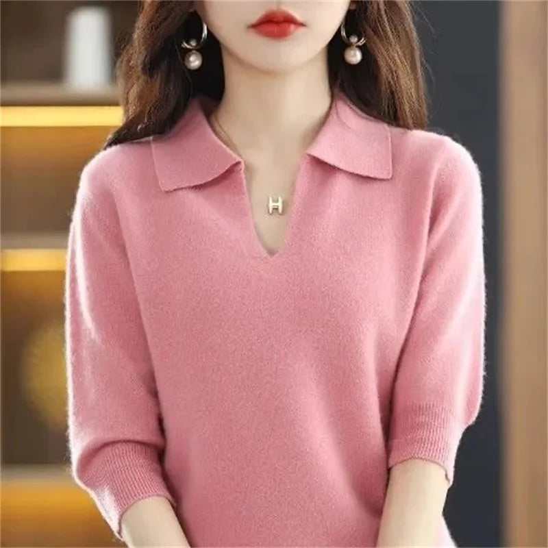 Women Knitted 3/4 length Sleeve Sweaters