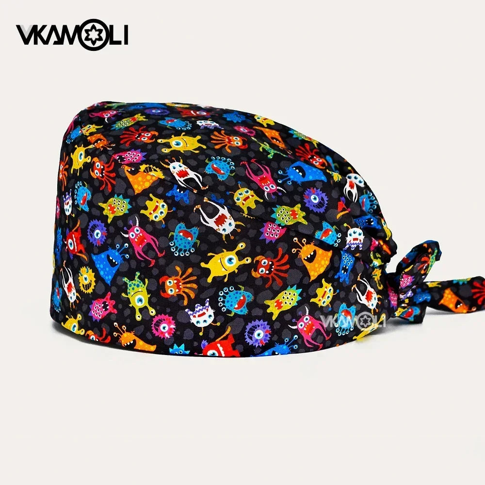 Festival Skeleton Skull Printed adjustable Surgical Hats