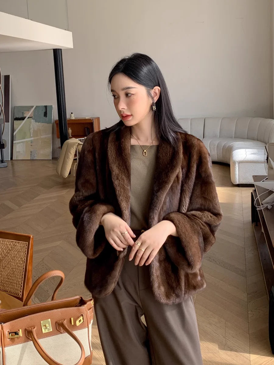 100% Real Mink Fur Coat