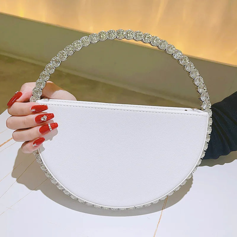 Rhinestone Round Ring Evening Bag