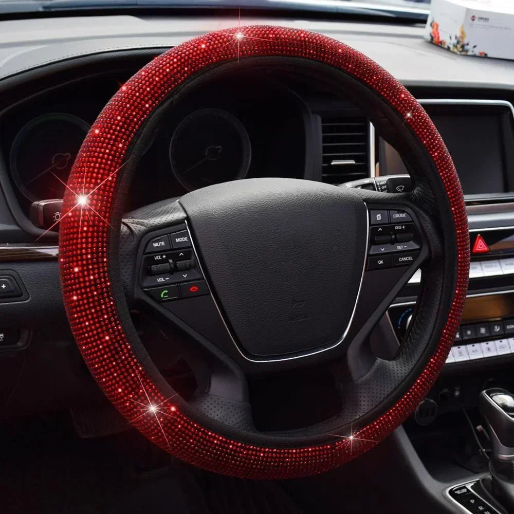 37/38cm Bling Rhinestones Car Steering Wheel Cover Universal