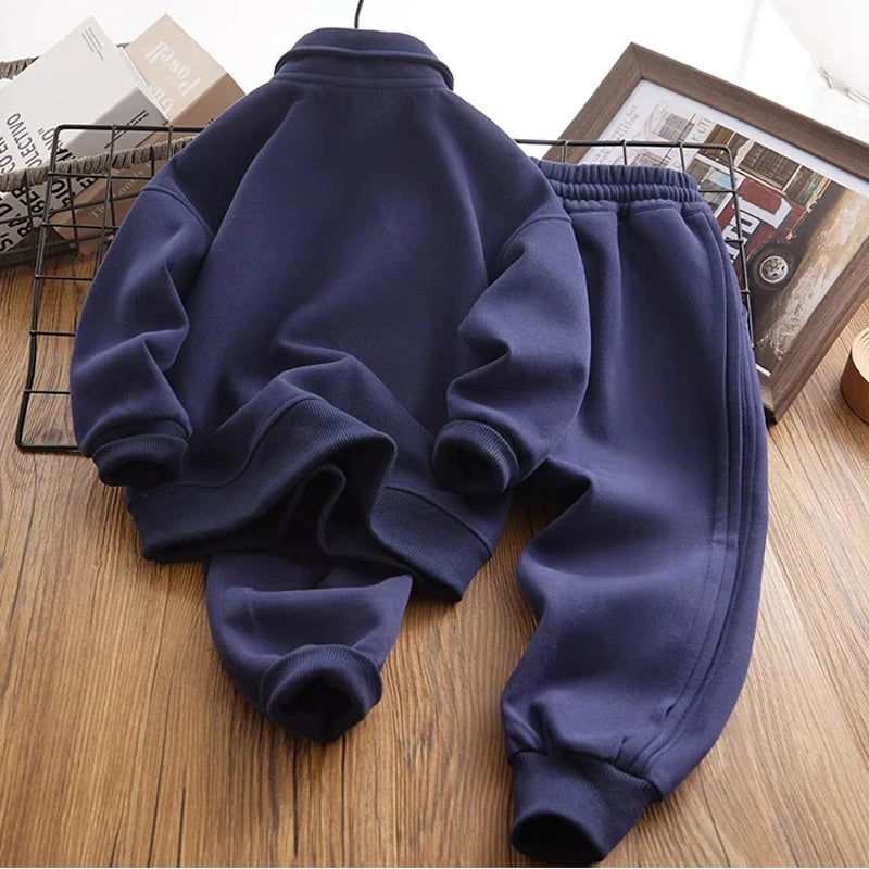 Handsome Letter Sport Pullover Top + Pants 2Pcs Suit For Kids