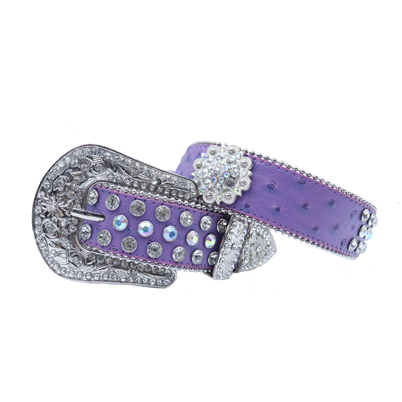Round Flower Rhinestone Designer Plus Size Belt